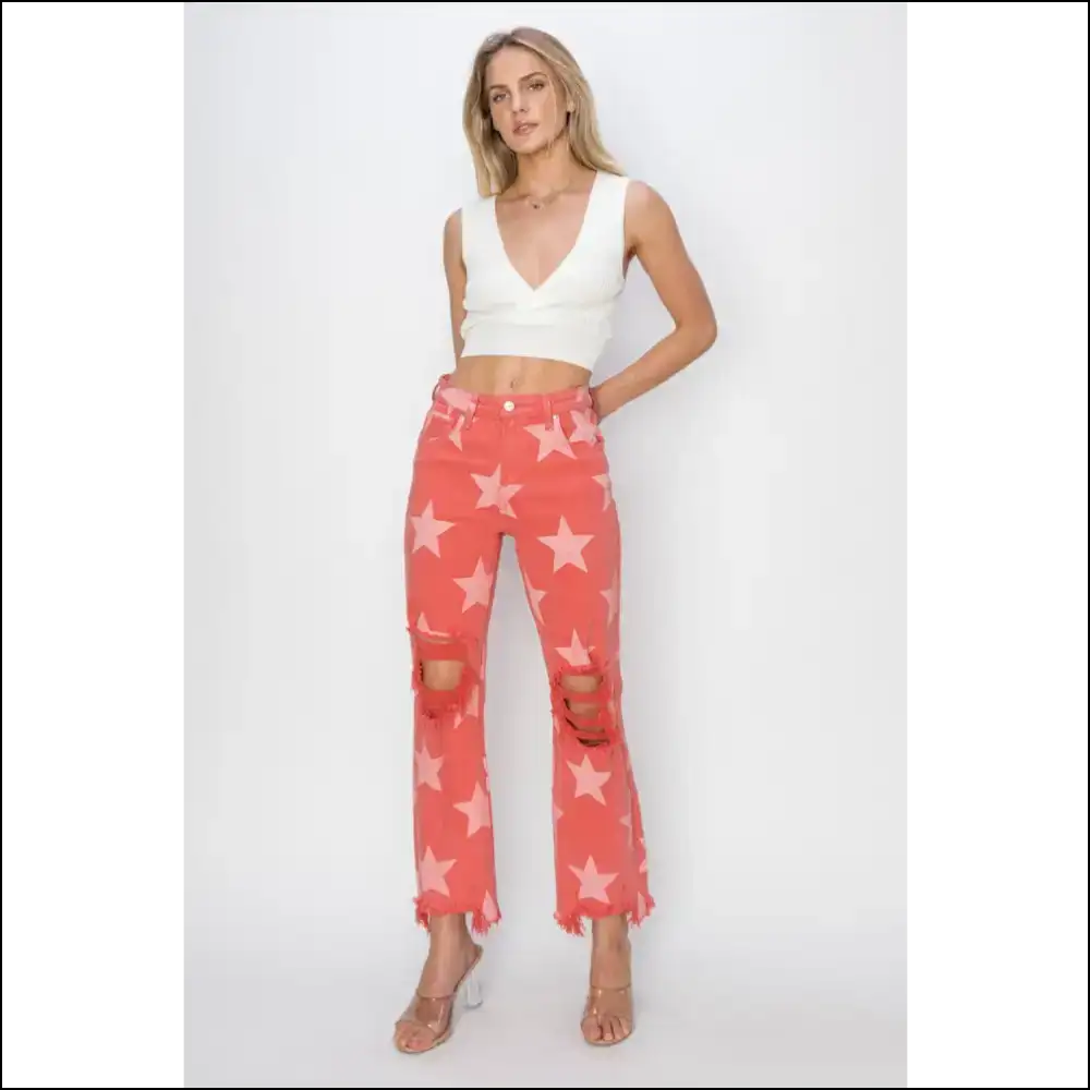 Unleash your Inner Star with Needful Things Distressed Pattern Jeans ππ - on Sale Worldwide Shipping