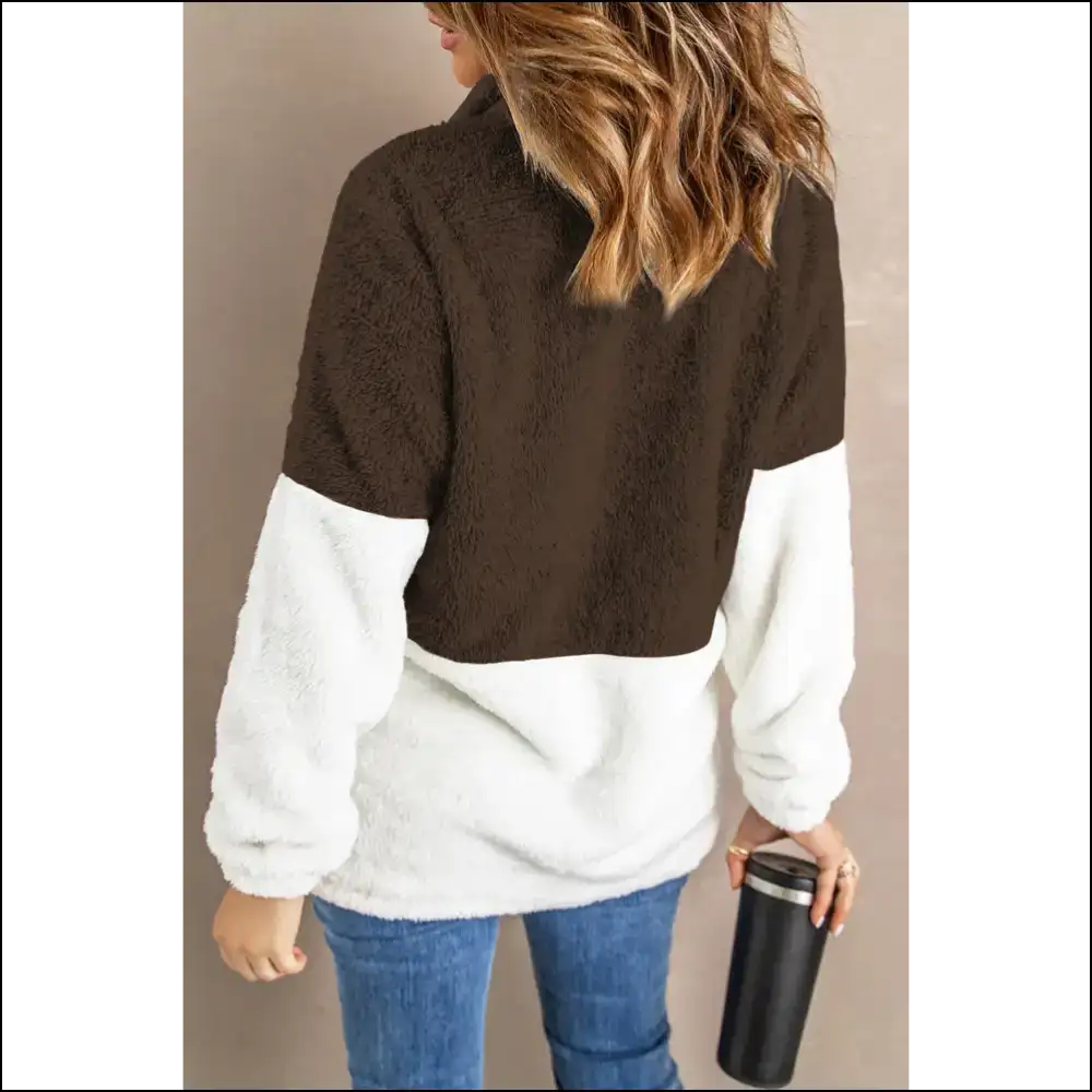 Unleash your Sass in our Color Block Half Zip Fuzzy Sweatshirt π - Sweatshirts & Hoodies on Sale Worldwide Shipping