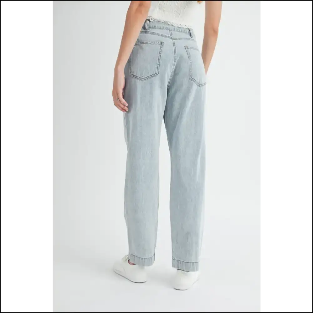 Unlock your Inner Fashionista with Mable Chic Pleated Straight Jeans! - Jeans on Sale Worldwide Shipping