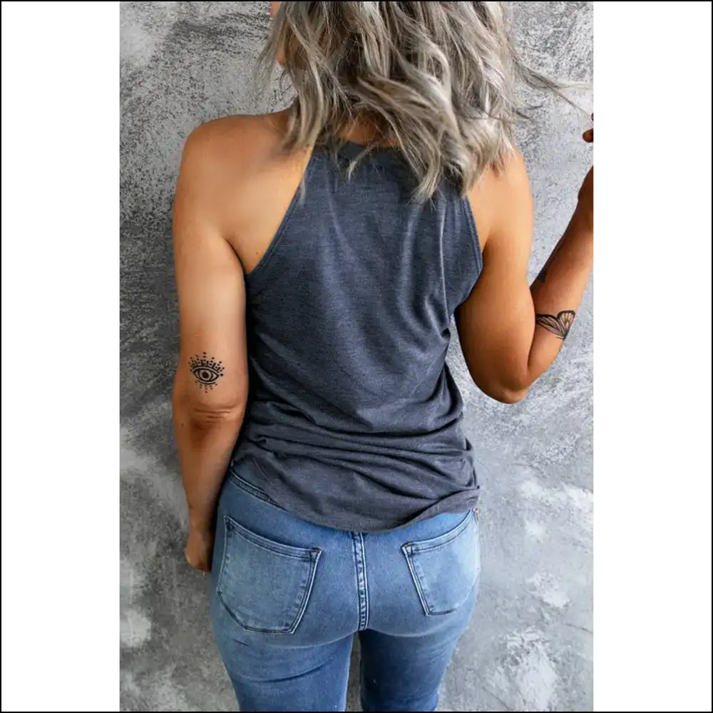 Us Flag Heart Graphic Tank - Feel the Freedom! - Tops on Sale Worldwide Shipping