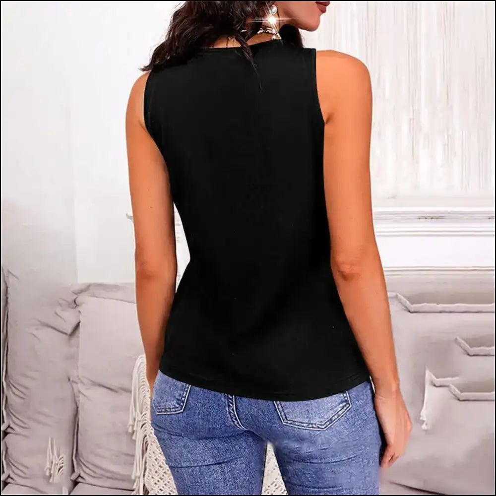 V-neck Wide Strap Tank Top - Chic & Comfy - Tops on Sale Worldwide Shipping