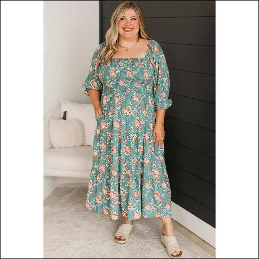 Vibrant Green Floral Print Maxi Dress: from Needful Things Stunning! ๐๐ผ - Plus Size Dresses on Sale Worldwide Shipping