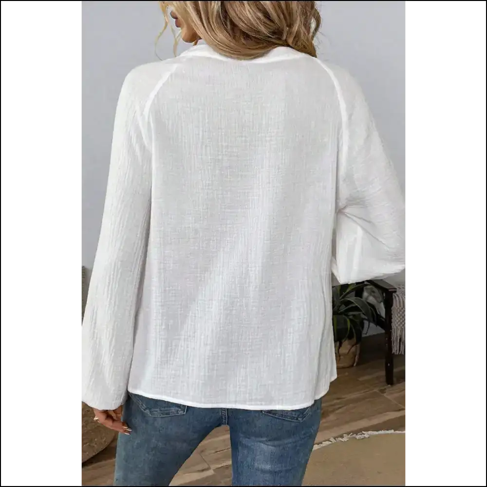 White Paisley Embroidered Blouse Instant Boho Goddess - Blouses on Sale Worldwide Shipping