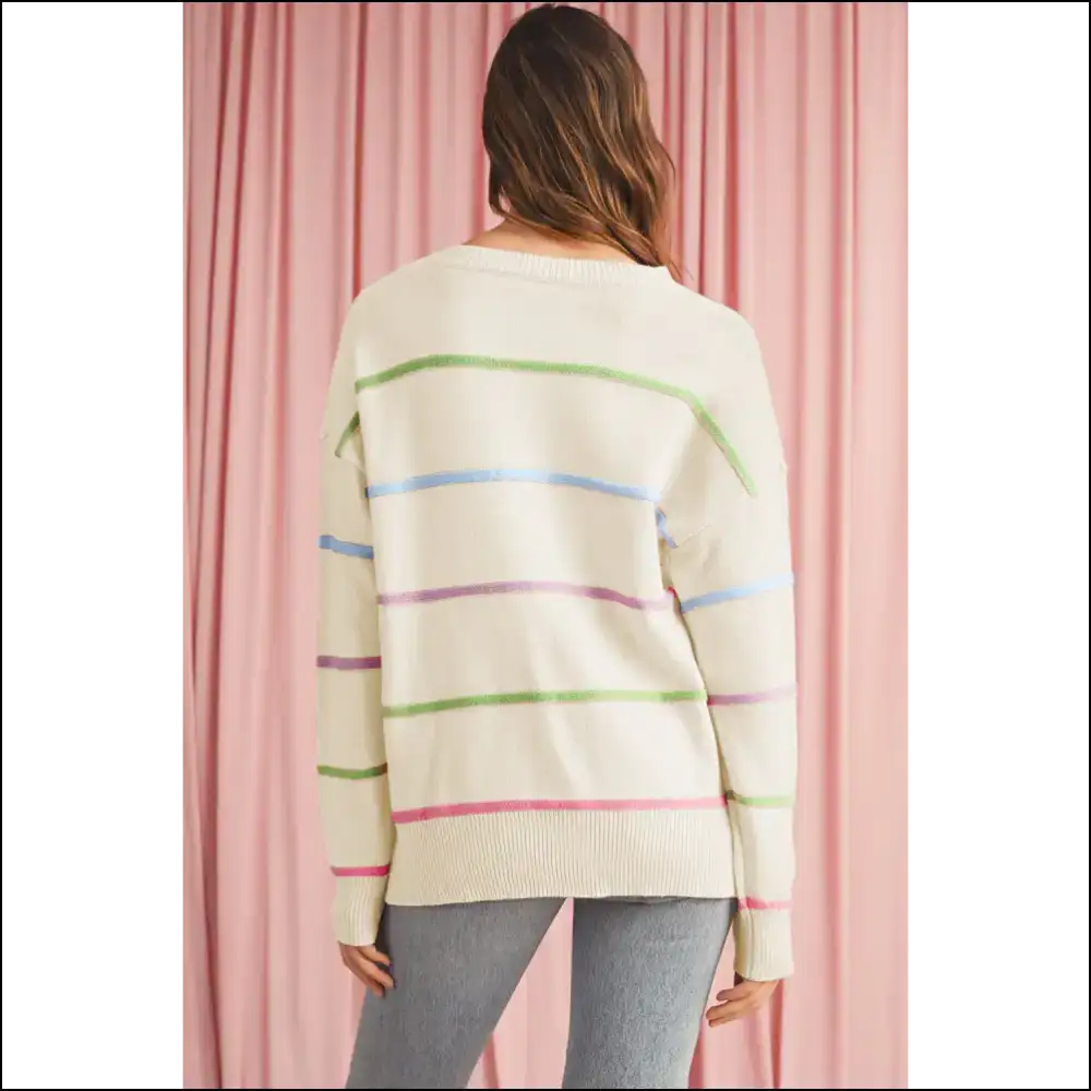 White Rainbow Henley Sweater: so Cozy Itβs Basically Illegal π - Pink / s - Sweaters on Sale Worldwide Shipping