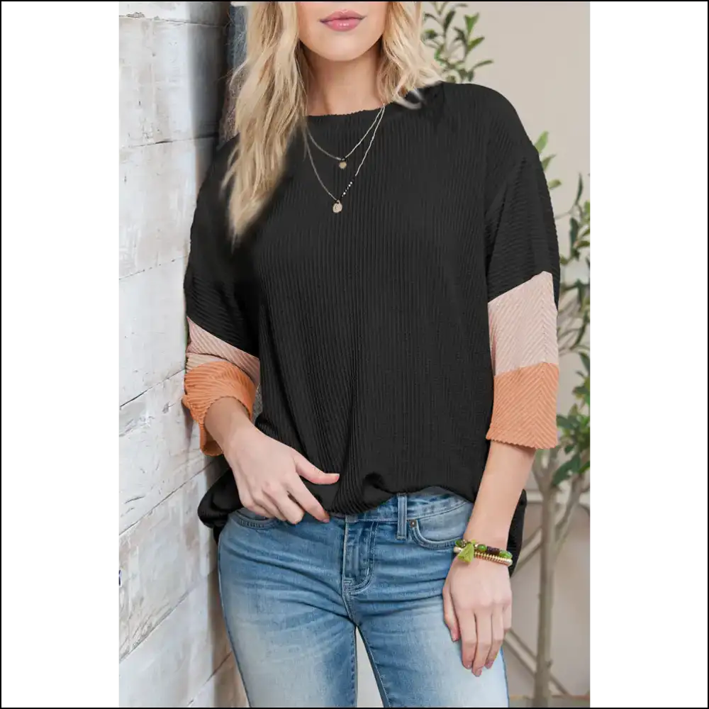 White Ribbed Colorblock Tee: so Chic it Hurts (but Looks Good Needful Things π) - Carbon Grey / s - t Shirts on Sale Worldwide Shipping