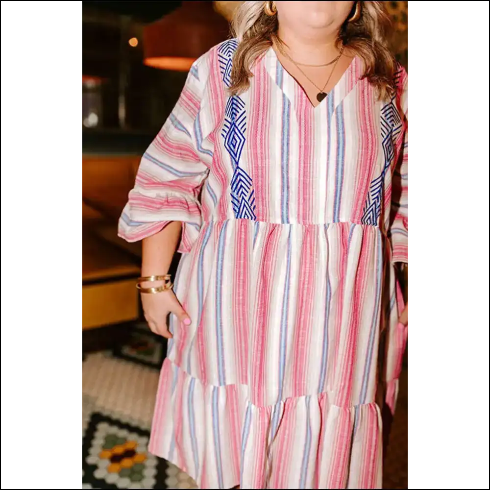 White Stripe Geometric Dress: Finally Fashion that Fits! π Needful Things. π - Plus Size Dresses on Sale Worldwide Shipping