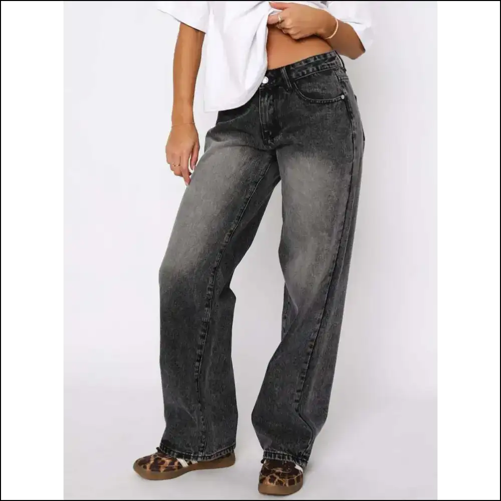 Wide Leg Jeans: Embrace your Inner Fashionista with Pockets of Perfection - Dark Gray / s - Jeans on Sale Worldwide Shipping
