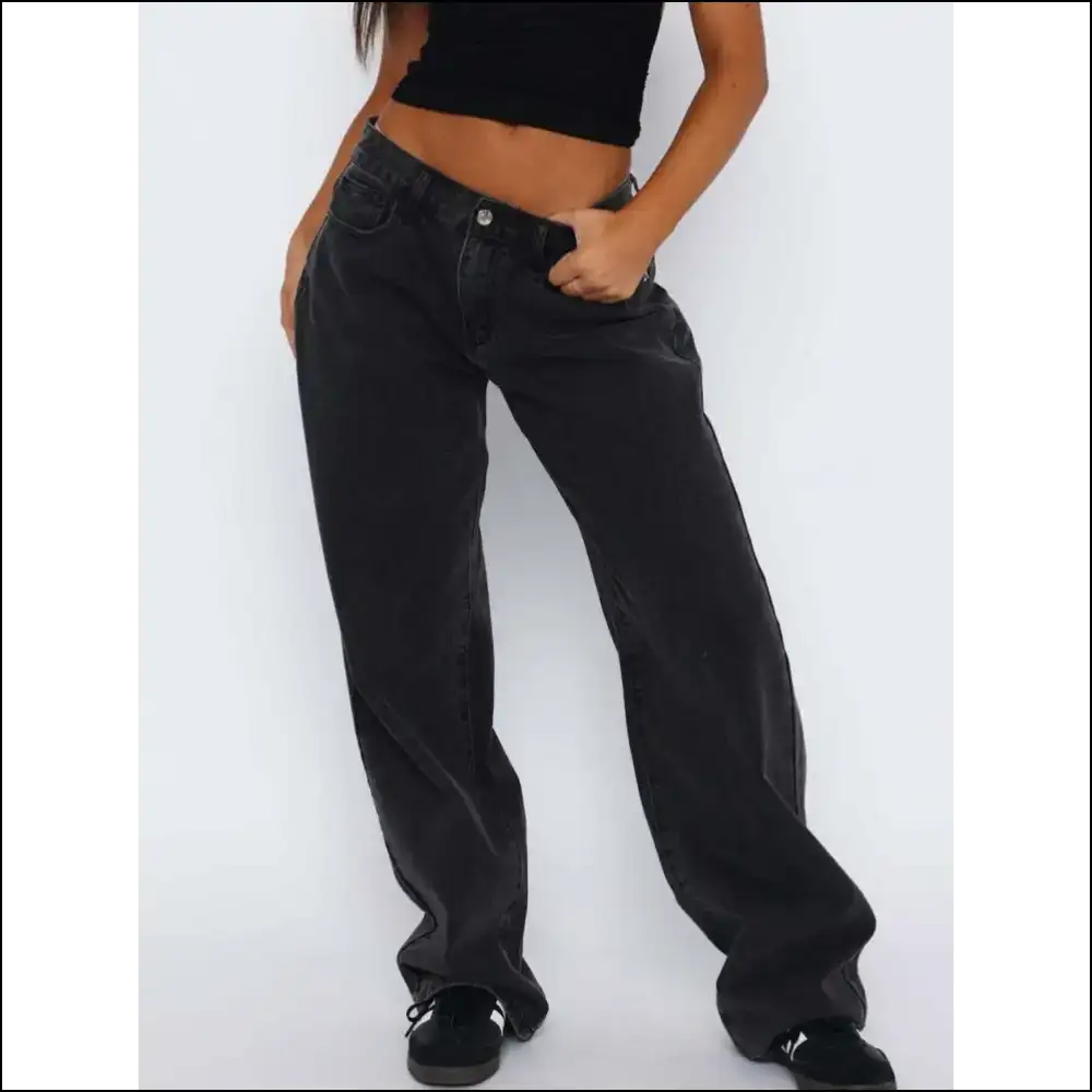 Wide Leg Jeans: Embrace your Inner Fashionista with Pockets of Perfection - Black / s - Jeans on Sale Worldwide Shipping