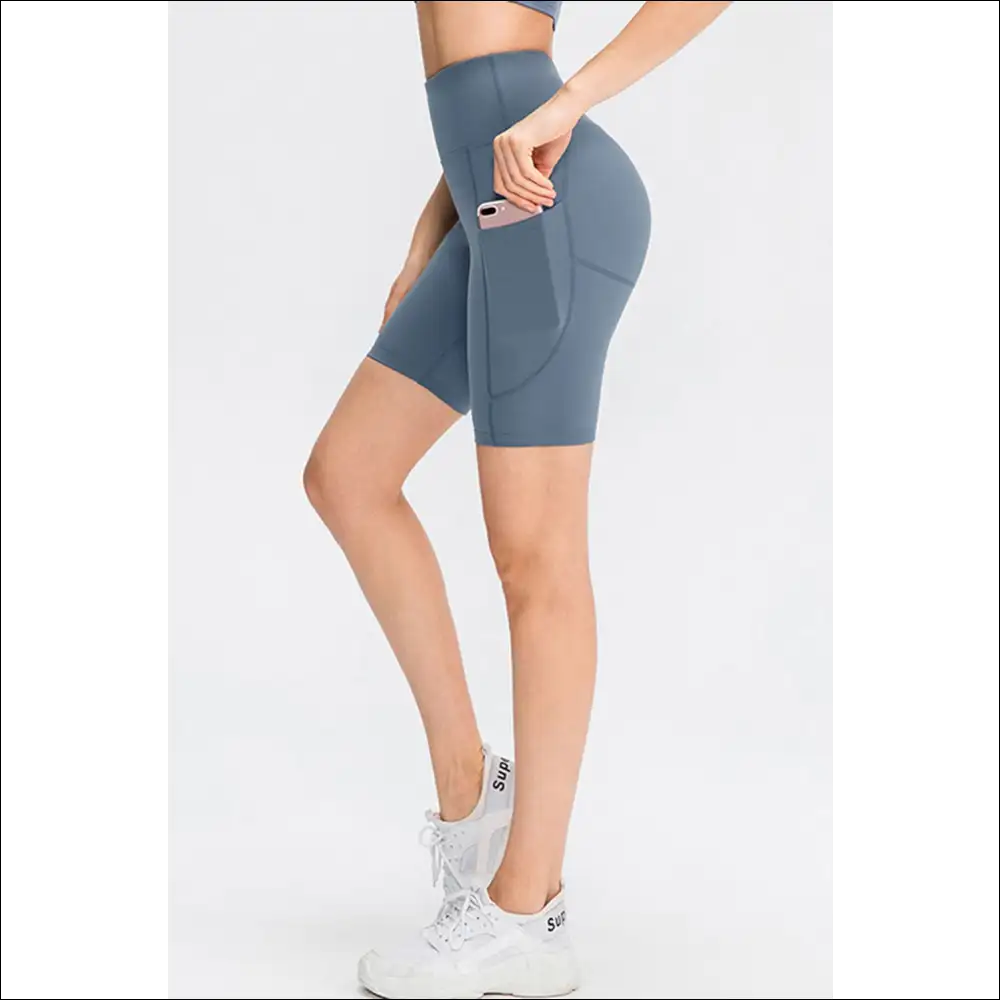 Chic Wide Waistband Sports Shorts with Pockets - Light Blue / 8/l - on Sale Worldwide Shipping