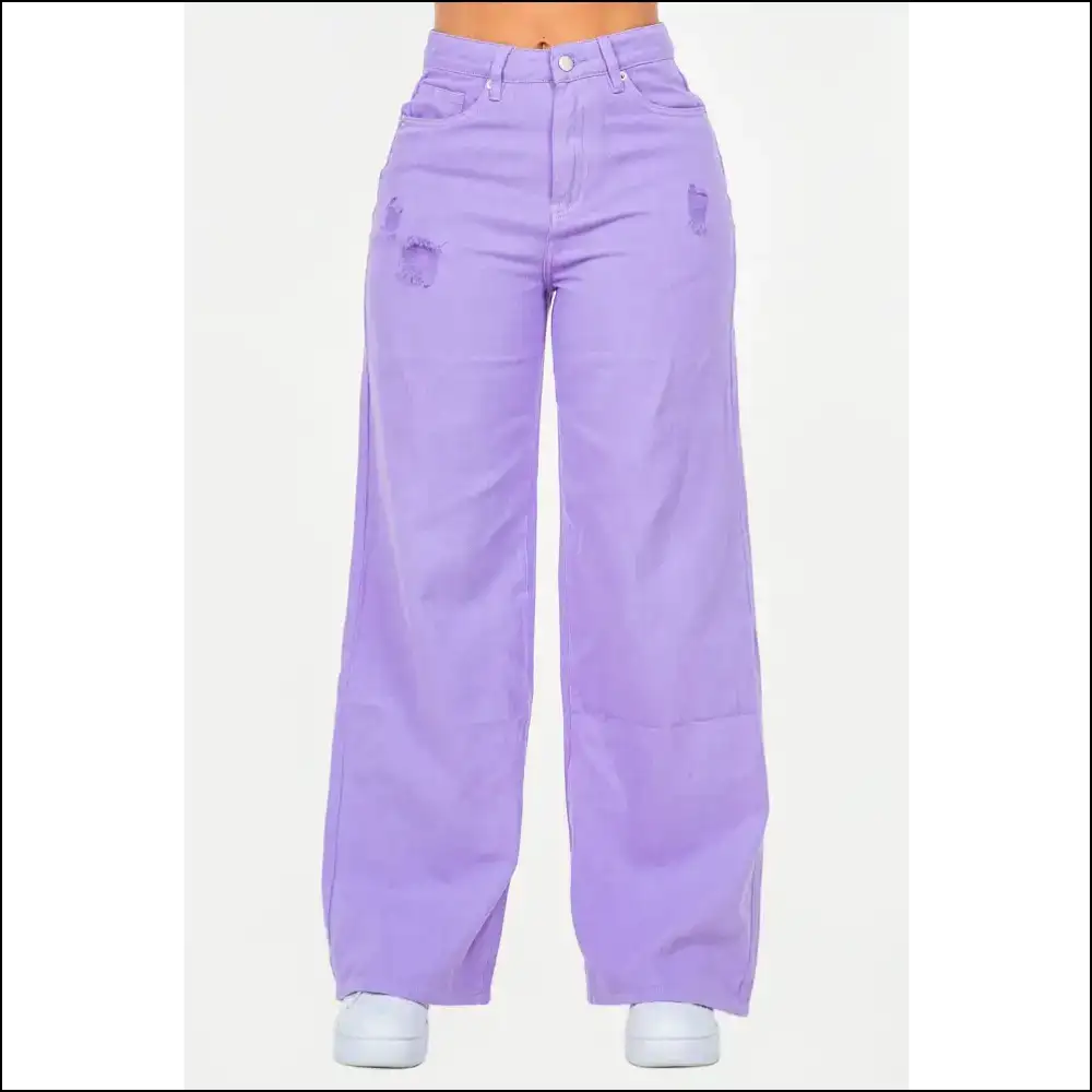 Widen your Horizons with American Bazi Wide Leg Jeans: Fab & Fearless! - Lavender / 1 - Jeans on Sale Worldwide Shipping