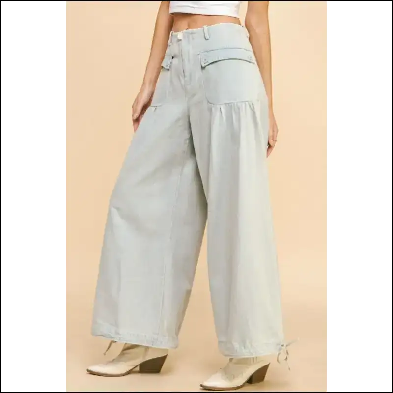 Wiggle in and Own it with Davi & Dani’s Drawstring Hem Wide Leg Jeans 👖✨ - on Sale Worldwide Shipping