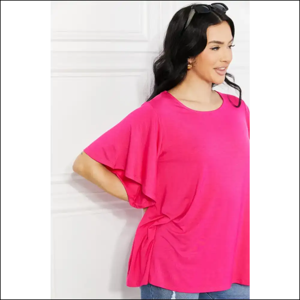 Yelete More than Words Flutter Sleeve Top - Blouses on Sale Worldwide Shipping