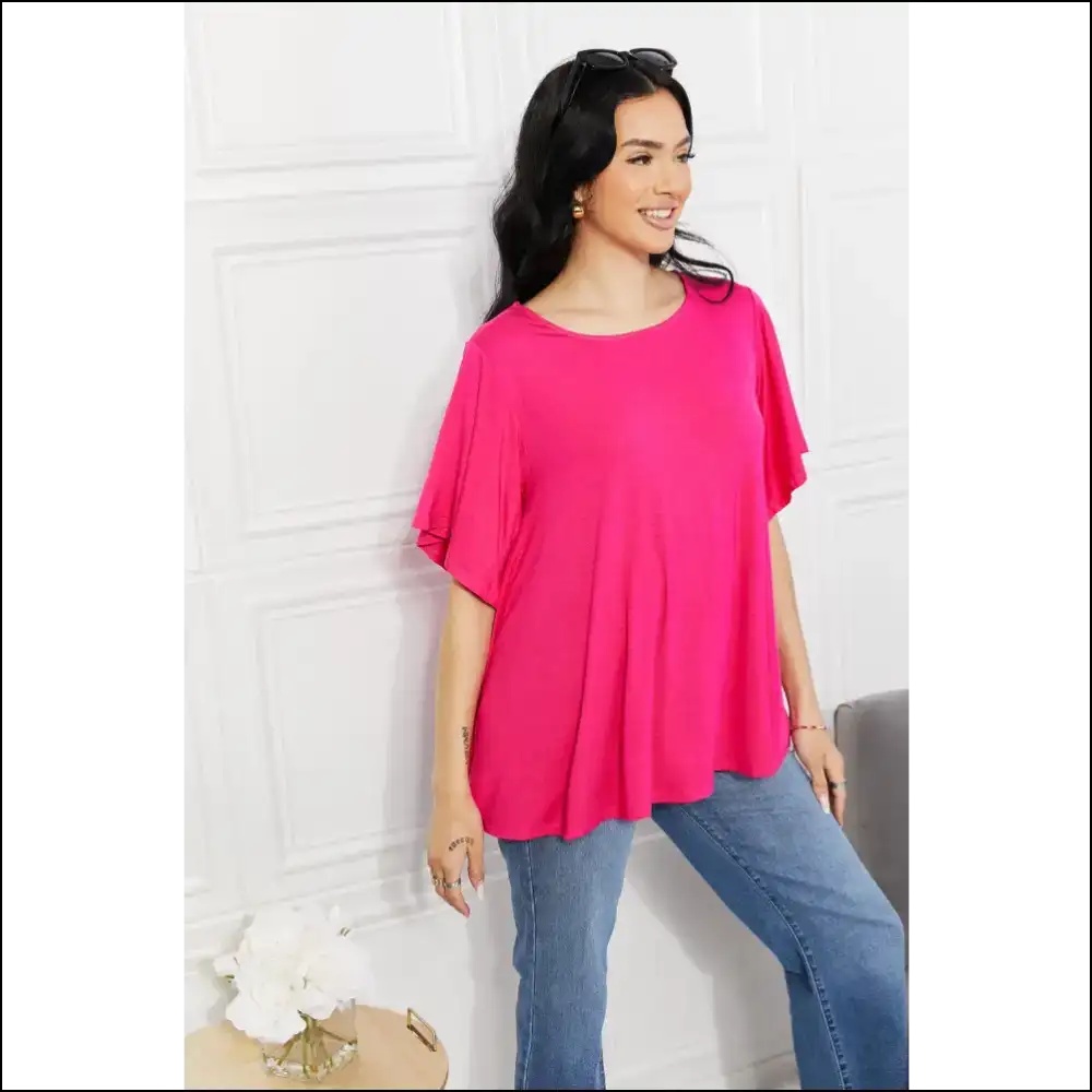 Yelete More than Words Flutter Sleeve Top - Blouses on Sale Worldwide Shipping