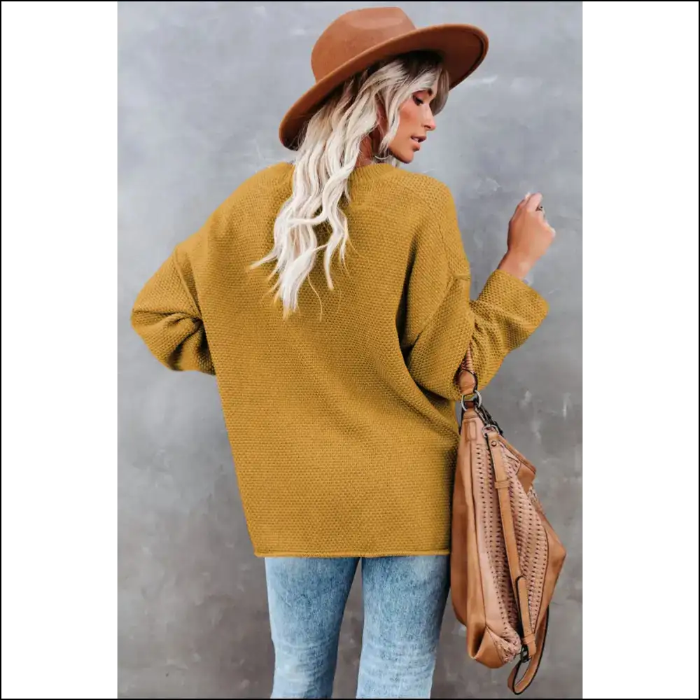 Yellow Drop Shoulder Henley: so Cozy It’s! (needful Things) 💛 - Sweaters on Sale Worldwide Shipping