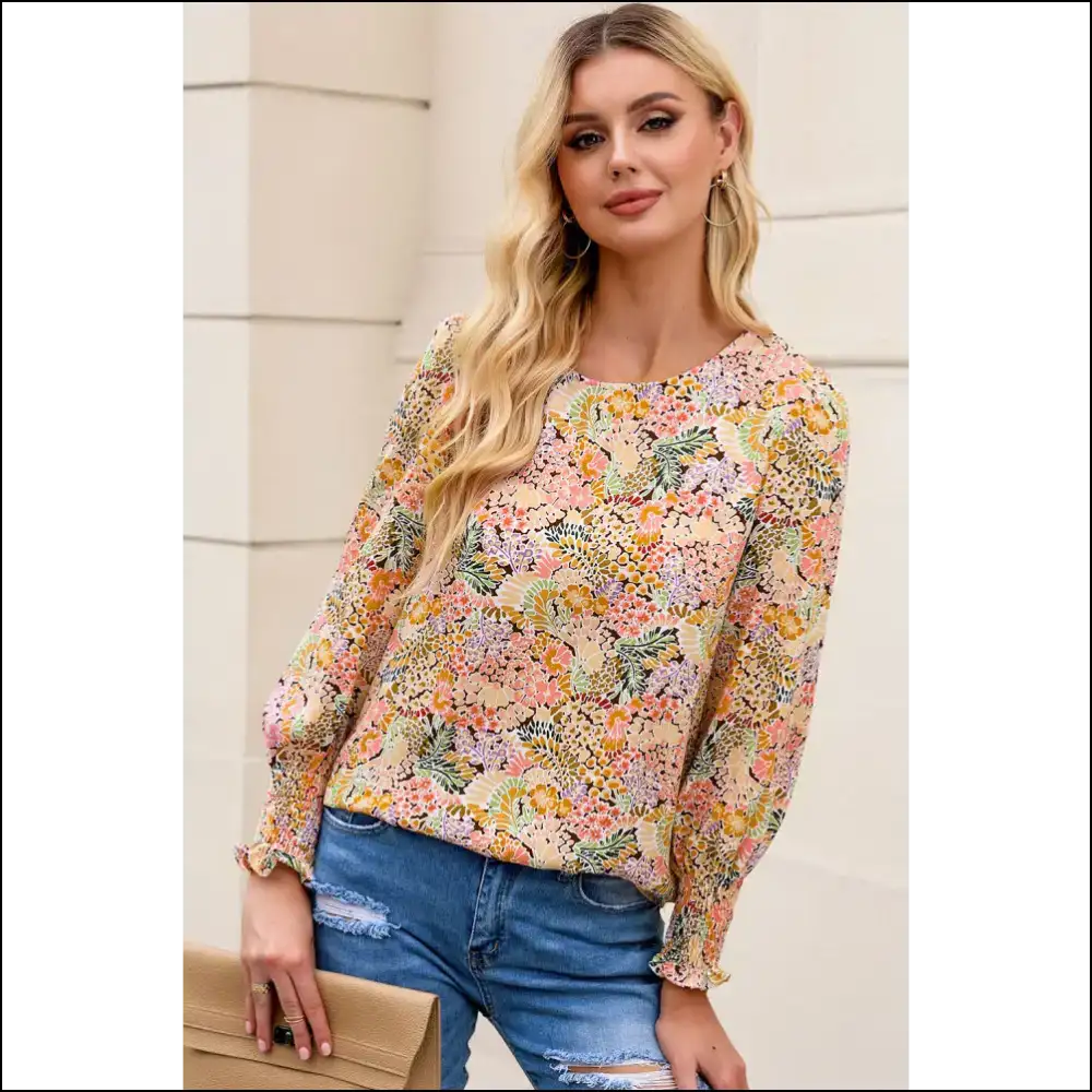 Yellow Floral Print Blouse Unleash your Inner Bee - Blouses on Sale Worldwide Shipping