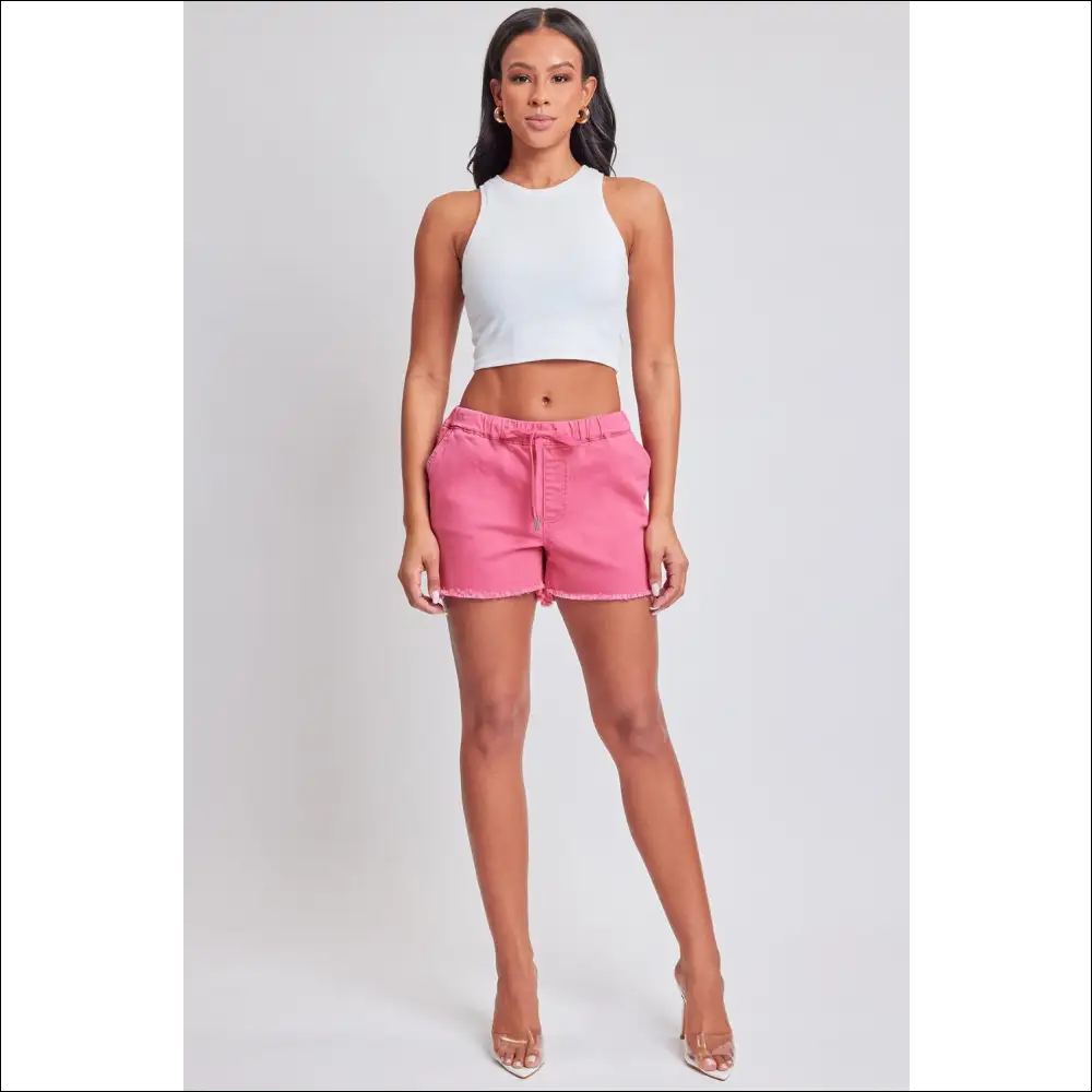 Ymi Drawstring Raw Hem Shorts - Trendy & Chic - on Sale Worldwide Shipping