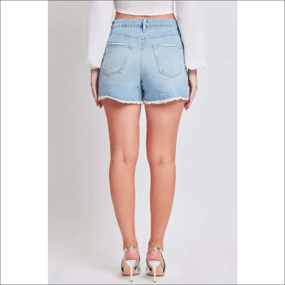 Ymi Distressed Frayed Hem Denim Shorts - on Sale Worldwide Shipping