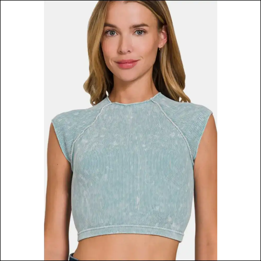 Zenana Chic Ribbed Cropped Top - Light / S/m - Tank Tops on Sale Worldwide Shipping