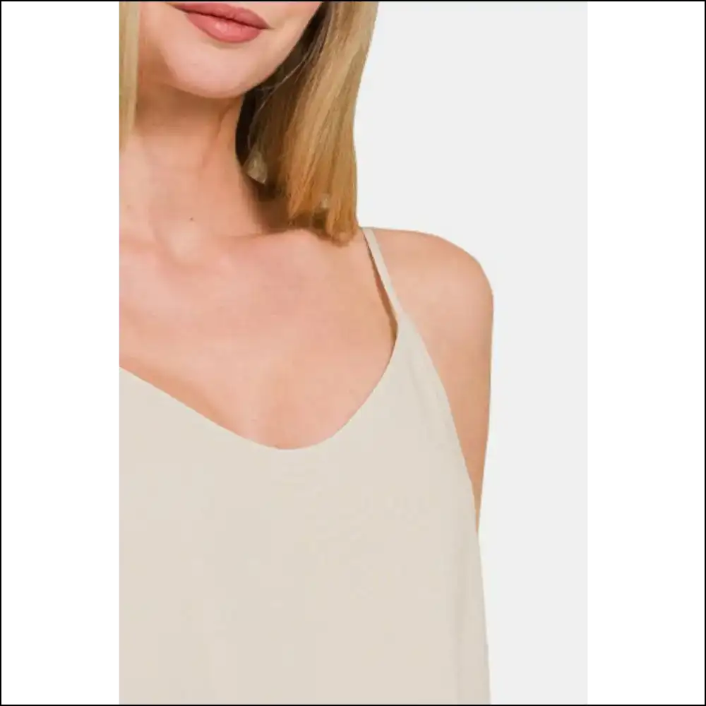 Zenana Chic Two Layered Spaghetti Strap Cami - Tank Tops on Sale Worldwide Shipping