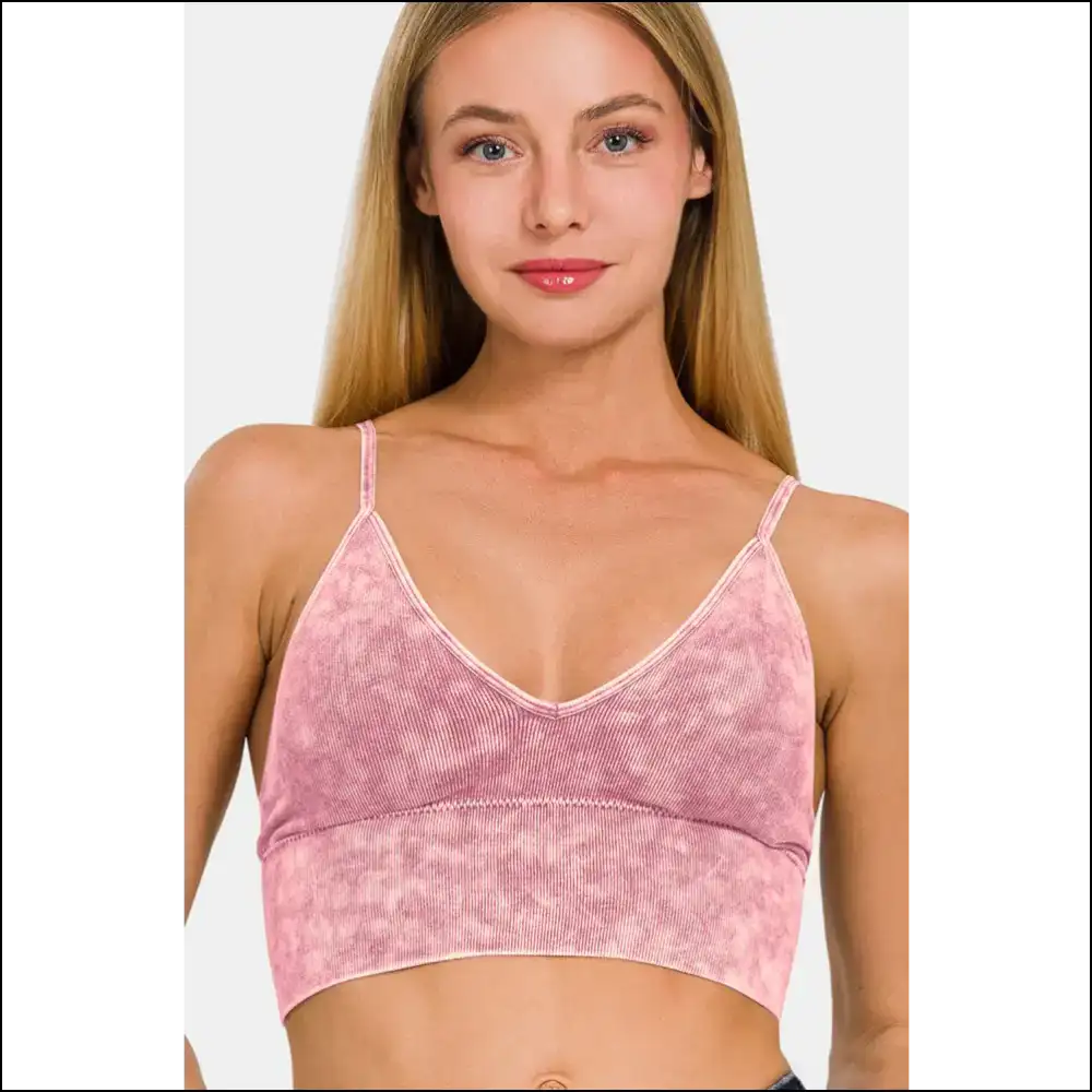 Zenana Chic Washed Ribbed Bra Padded Cami - Tank Tops on Sale Worldwide Shipping