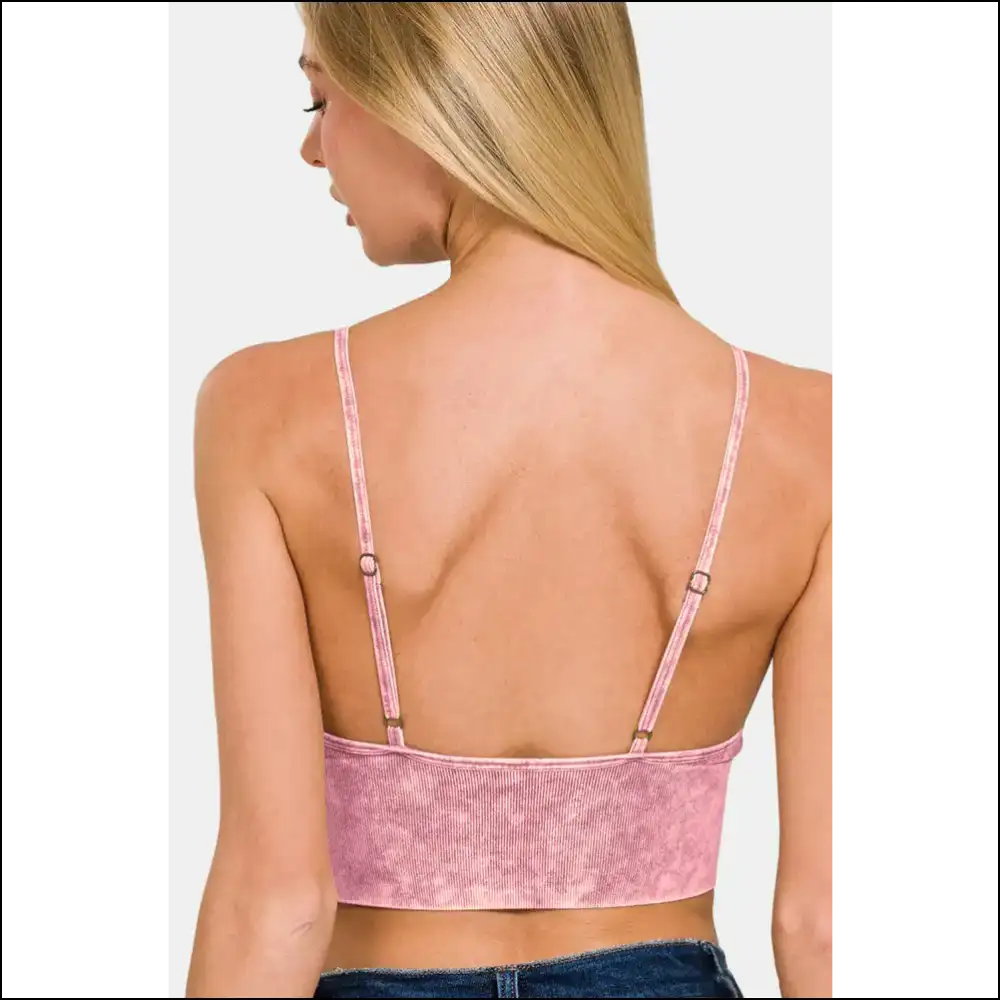 Zenana Chic Washed Ribbed Bra Padded Cami - Tank Tops on Sale Worldwide Shipping