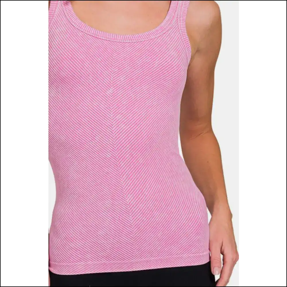 Zenana Ribbed Scoop Neck Tank - Effortlessly Chic - Tops on Sale Worldwide Shipping