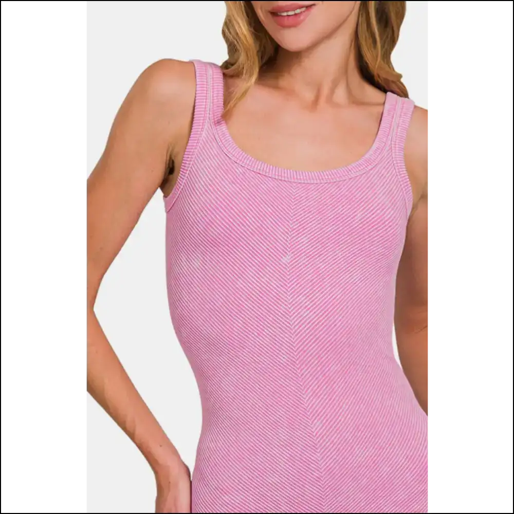 Zenana Ribbed Scoop Neck Tank - Effortlessly Chic - Tops on Sale Worldwide Shipping