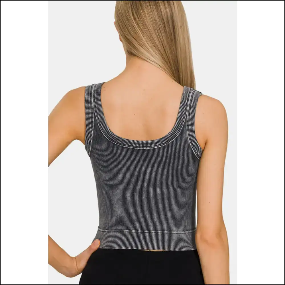 Zenana Vintage Washed Scoop Neck Tank Top - Tops on Sale Worldwide Shipping