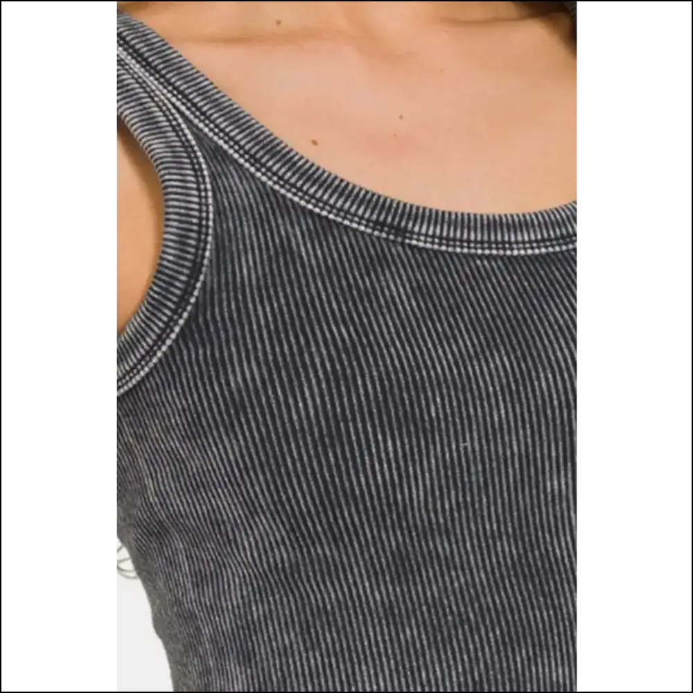 Zenana Vintage Washed Scoop Neck Tank Top - Tops on Sale Worldwide Shipping