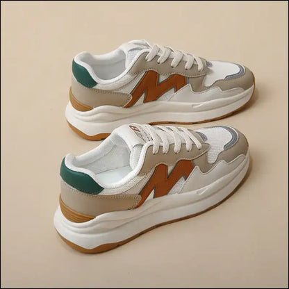 Round Toe Mesh Breathable Athletic Sneakers - Brown / 35(us4) - Shoes