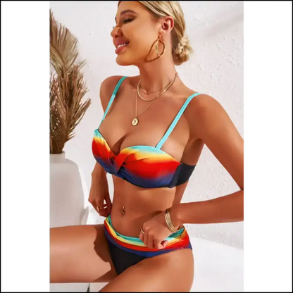 Make Waves this Summer with our Head Turning Printed Ruched Bikini Set! 🩱☀️ Sets