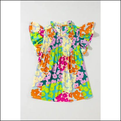 Needful Things Abstract Print Ruffle Sleeve Blouse Chaos Coordinator - Blouses