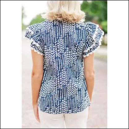 Sky Blue Abstract Print Blouse Instant Fashionista - Blouses