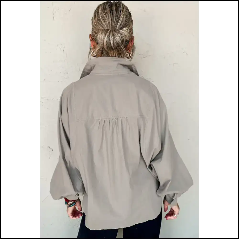 Poofy Balloon Sleeve Shirt Cotton Cuteness Alert - Blouses