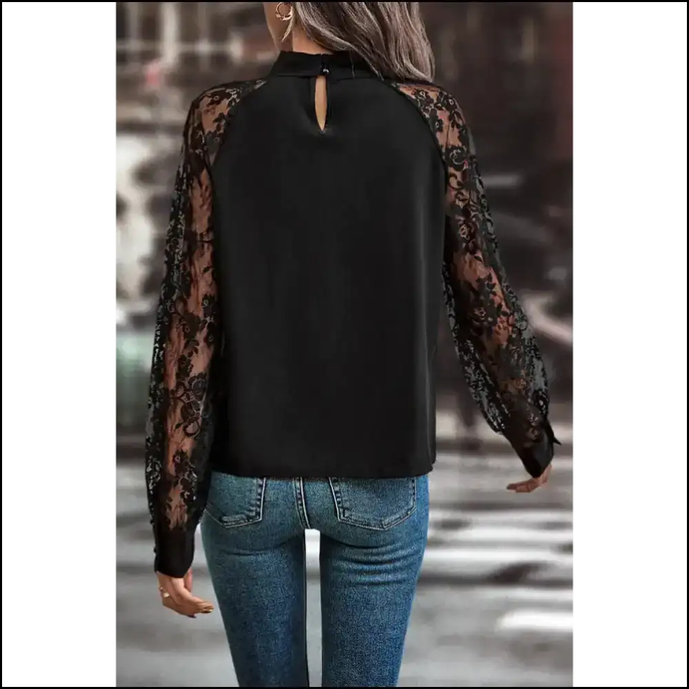 Black Keyhole Neckline Blouse: Prepare for Compliments - Blouses