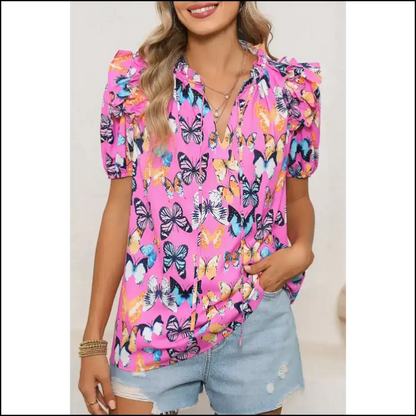 Purple Butterfly Print: from Frumpy to Fluttery Needful Things - s - Blouses
