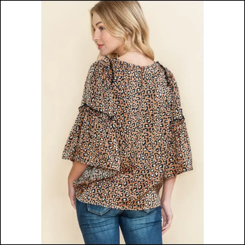 Chestnut Leopard Ruffle Flounce Sleeve: Roar-some Fashion 🐆 Needful Things - Blouses