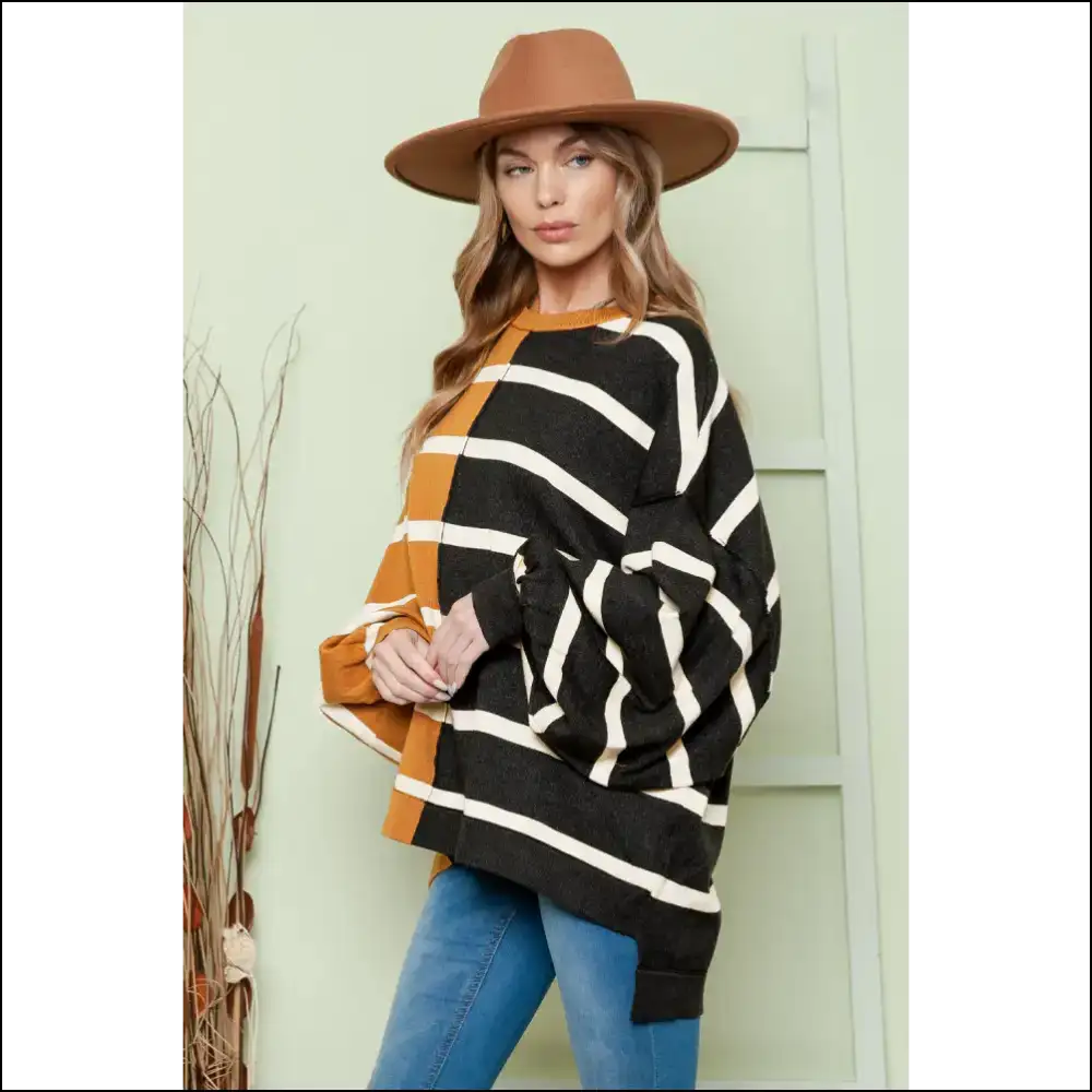 Dropped Shoulder Bliss: Chic Striped Style for the Comfortably Unhinged! 😜 - Blouses