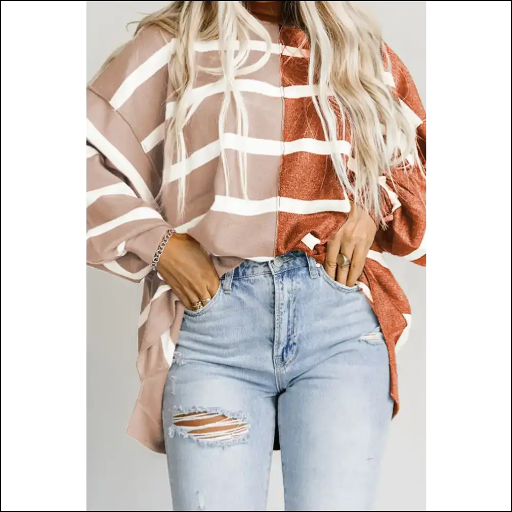 Dropped Shoulder Bliss: Chic Striped Style for the Comfortably Unhinged! 😜 - Blouses