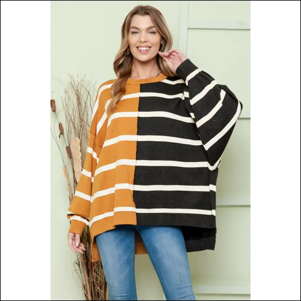 Dropped Shoulder Bliss: Chic Striped Style for the Comfortably Unhinged! 😜 - Blouses