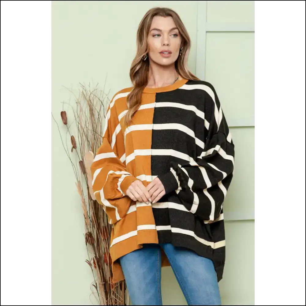 Dropped Shoulder Bliss: Chic Striped Style for the Comfortably Unhinged! 😜 - Blouses