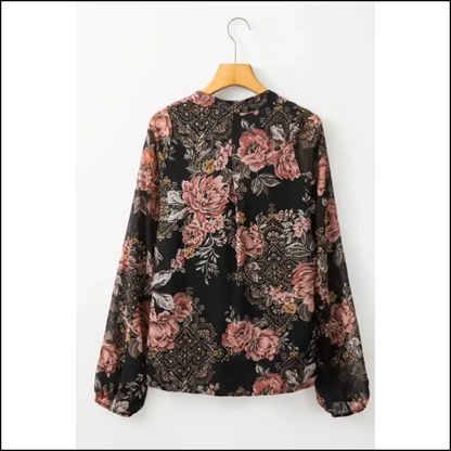 Black Floral Criss Cross v Neck: Bow Down Bitches 👑 Needful Things - Blouses