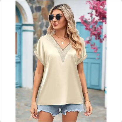 Mandy V-neck Cuffed Blouse - Effortlessly Chic - Mustard / s - Blouses