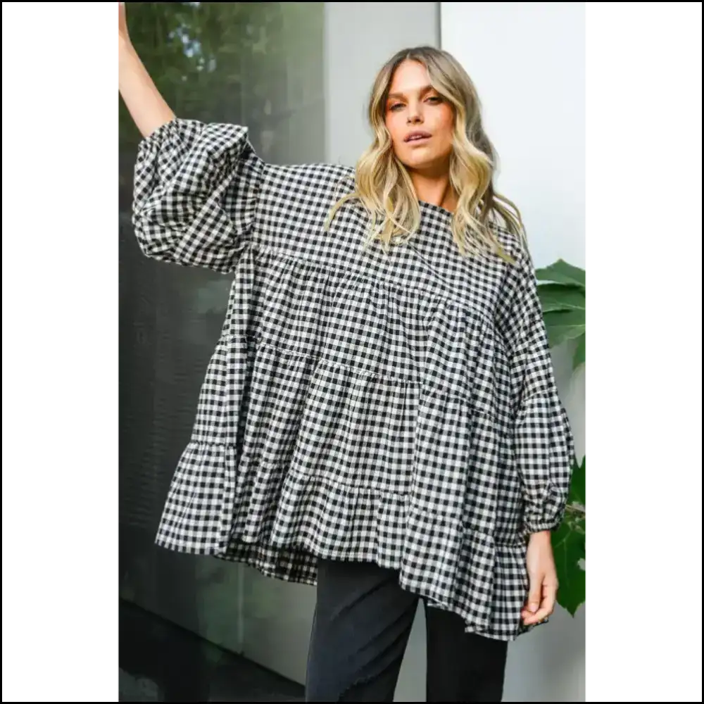 Chic Black Plaid Drop Sleeve: so Comfy It’s Criminal - Blouses
