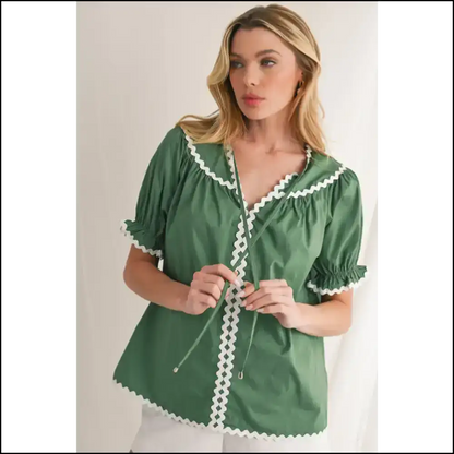 Mist Green v Neck Blouse so Cute it Hurts - Blouses