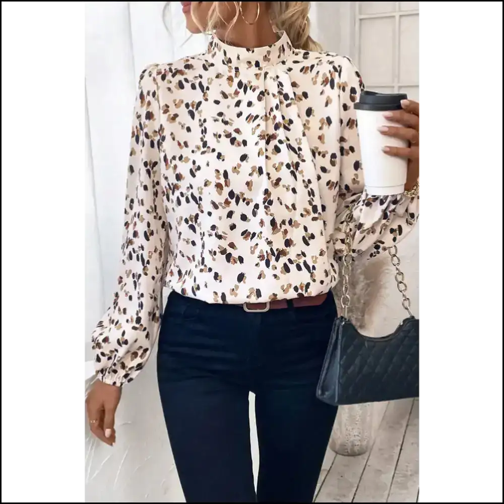 Black Leopard Print Blouse Roar Wear - White / s - Blouses