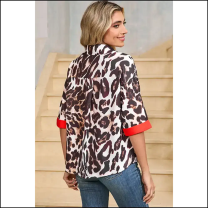 Fierce Dark Brown Leopard Print Shirt: Unleash your Inner Needful Things Diva! 🐆 - Blouses