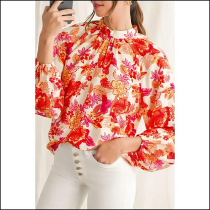 Orange Boho Floral: from Basic to Boujee (needful Things) - s - Blouses