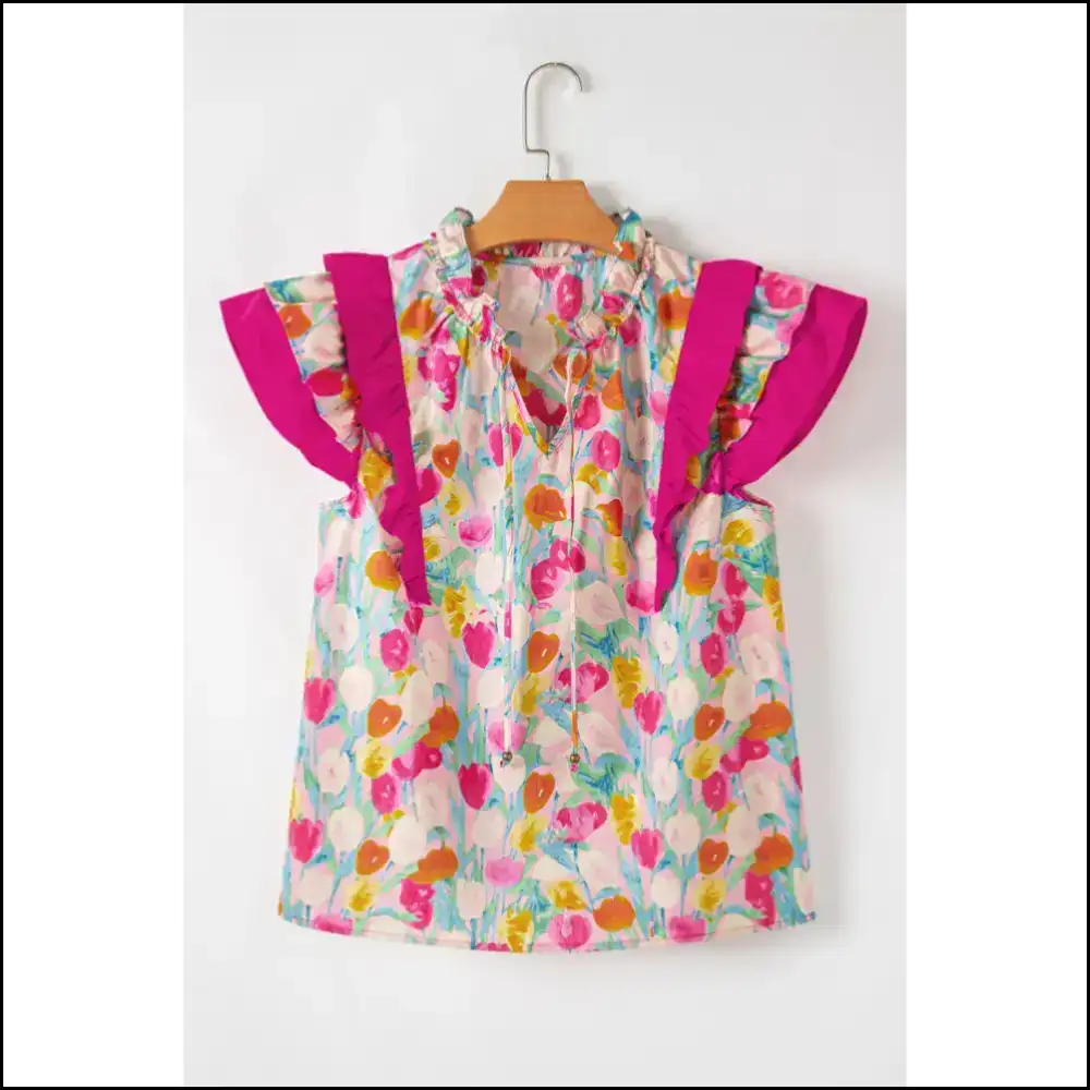 Pink Floral Ruffle Flutter Sleeve: Prepare for Utter Adoration! 🌸 Needful Things - Blouses