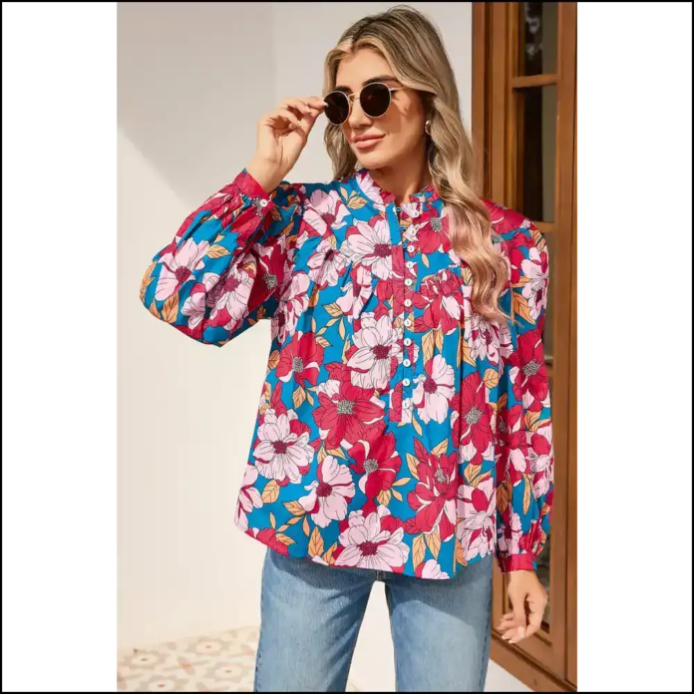 Red Floral Balloon Sleeve Blouse: Bloomin’ Gorgeous! 🌹 Needful Things - Blouses